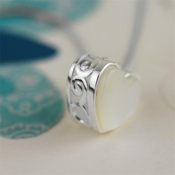 Lotus Fun Real 925 Sterling Silver Handmade Fine Jewelry Afternoon Dating Love Heart Design Pendant without Necklace for Women