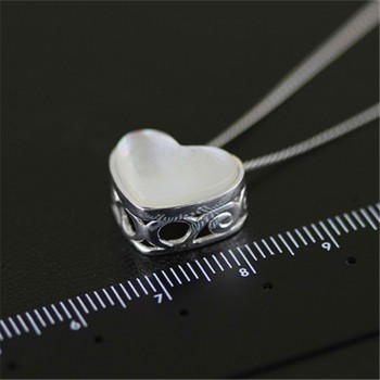 Lotus Fun Real 925 Sterling Silver Handmade Fine Jewelry Afternoon Dating Love Heart Design Pendant without Necklace for Women
