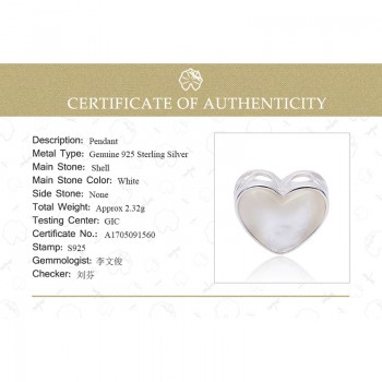 Lotus Fun Real 925 Sterling Silver Handmade Fine Jewelry Afternoon Dating Love Heart Design Pendant without Necklace for Women