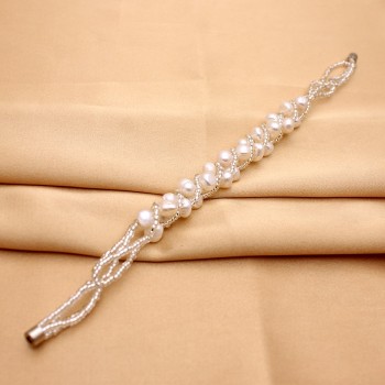 Fashion White Freshwater Pearls Bangle Real Natural Multi Layer Pearl Bracelet For Women Wedding Fine Jewelry Party Gift