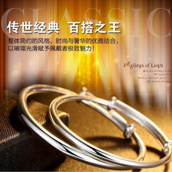 OMHXZJ Wholesale jewelry Round Glossy Chaise Woman Child Fashion Exquisite Bangles 925 Sterling Silver Bracelet Adjustable SZ52