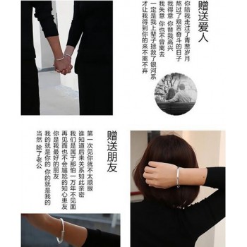 OMHXZJ Wholesale jewelry Round Glossy Chaise Woman Child Fashion Exquisite Bangles 925 Sterling Silver Bracelet Adjustable SZ52