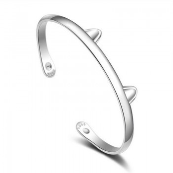 OMHXZJ Wholesale jewelry Round Glossy Chaise Woman Child Fashion Exquisite Bangles 925 Sterling Silver Bracelet Adjustable SZ52