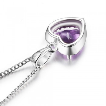 DOUBLE-R Natural Amethyst Heart Pendant 925 sterling silver jewelry Necklacesamp;Pendants Gemstone fine wedding Jewelry for women