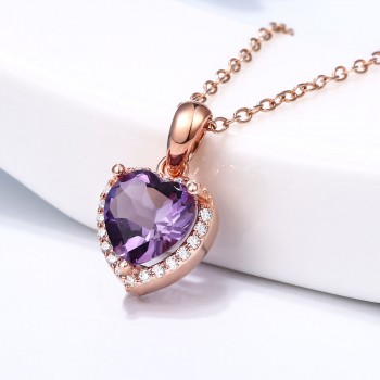 DOUBLE-R Natural Amethyst Heart Pendant 925 sterling silver jewelry Necklacesamp;Pendants Gemstone fine wedding Jewelry for women