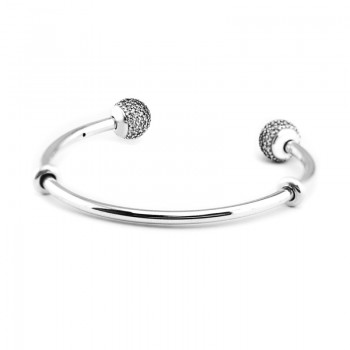 Pandulaso Sparking Open Bangle Sterling Silver Bangle For Woman DIY jewelry making Fit European Beads amp; Charms Fashion Bangle