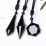 Drop shipping Black Obsidian Pendant Necklace Obsidian Star Pendant Lucky Love Crystal Jewelry With Free Rope Healing Reiki Gift