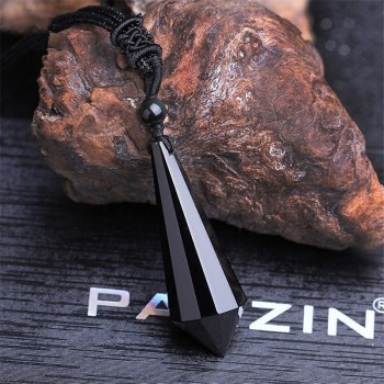 Drop shipping Black Obsidian Pendant Necklace Obsidian Star Pendant Lucky Love Crystal Jewelry With Free Rope Healing Reiki Gift