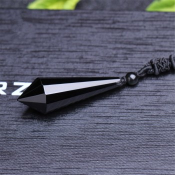 Drop shipping Black Obsidian Pendant Necklace Obsidian Star Pendant Lucky Love Crystal Jewelry With Free Rope Healing Reiki Gift