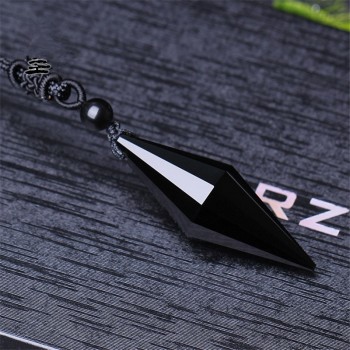 Drop shipping Black Obsidian Pendant Necklace Obsidian Star Pendant Lucky Love Crystal Jewelry With Free Rope Healing Reiki Gift