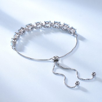 UMCHO 9ct Natural Sky Blue Topaz Aquamarine 925 Sterling Silver Chain Link Bracelets For Women Fine Jewelry Adjustable Bracelet