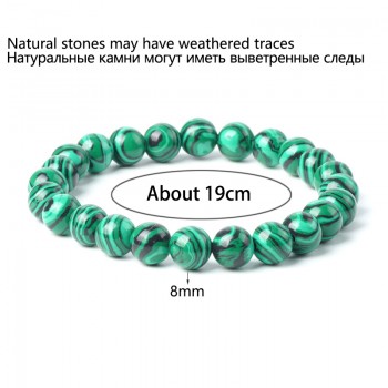 TopGoods 2018 Natural Green Malachite Bracelet Bead Stone Antique Charms Bracelet 8mm Gemstone Jewelry Bracelets for Women Men