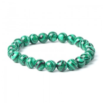 TopGoods 2018 Natural Green Malachite Bracelet Bead Stone Antique Charms Bracelet 8mm Gemstone Jewelry Bracelets for Women Men