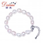 DAIMI 9-10mm Baroque Bracelet Natural White Freshwater Pearl Bracelet 6 Color For Choice Christmas Gift For Women