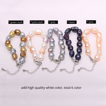 DAIMI 9-10mm Baroque Bracelet Natural White Freshwater Pearl Bracelet 6 Color For Choice Christmas Gift For Women