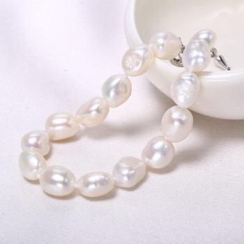 DAIMI 9-10mm Baroque Bracelet Natural White Freshwater Pearl Bracelet 6 Color For Choice Christmas Gift For Women