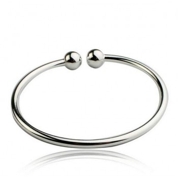 OMHXZJ Wholesale fashion jewelry round smooth bead woman kpop star opening 925 Sterling Silver adjustable bracelet Bangles SZ05
