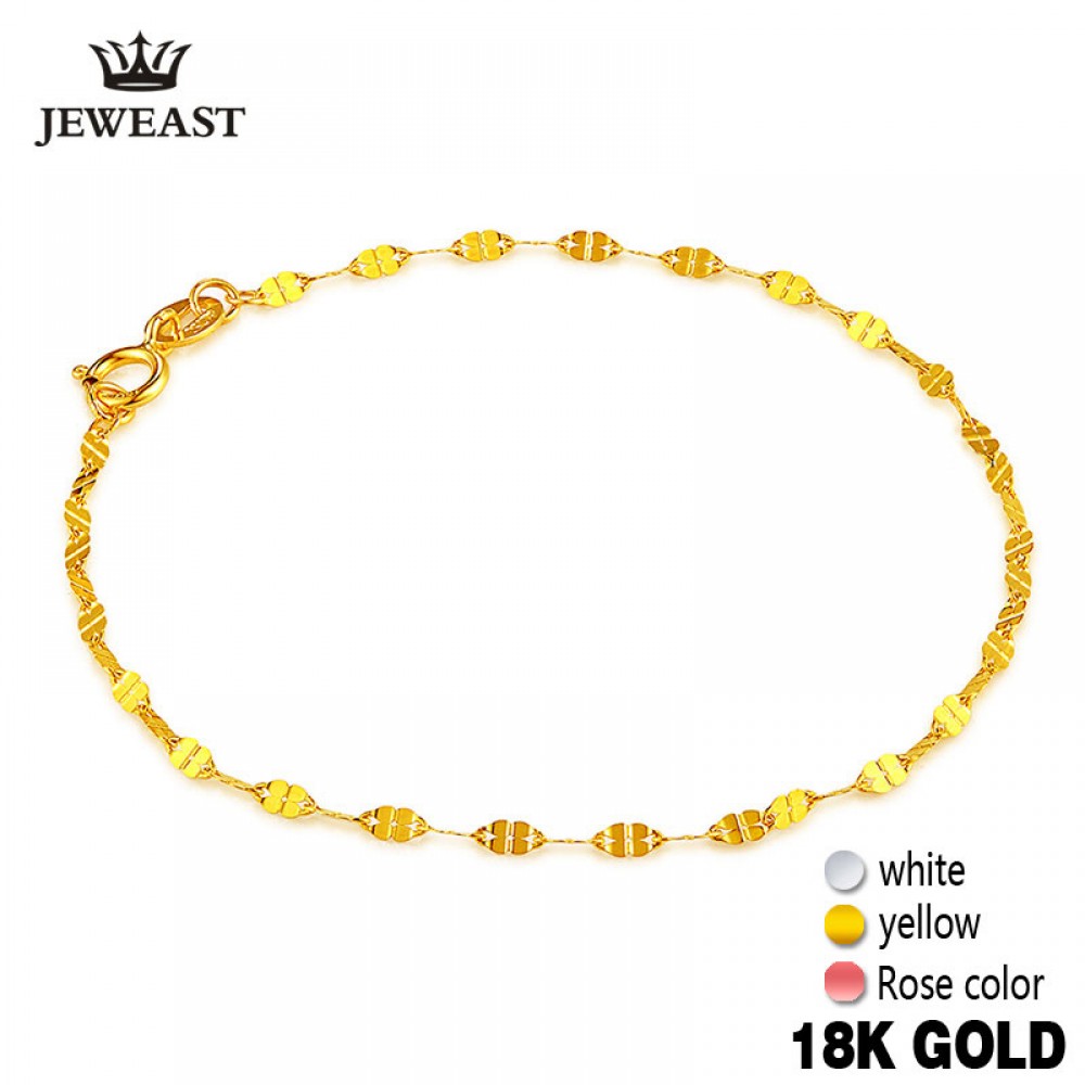 18k Pure Gold Female Bracelets Fine Jewelry Four Clover Gift Girl Thin Trendy Solid 750 Real Bangle Party Good Nice Like True