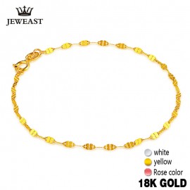 18k Pure Gold Female Bracelets Fine Jewelry Four Clover Gift Girl Thin Trendy Solid 750 Real Bangle Party Good Nice Like True