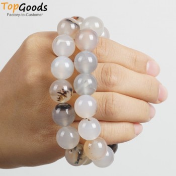 TopGoods Natural Ocean Agate Bracelet Women Round shape stone Jewelry 8mm Casual Yoga Bangles Beaded Stretch Bracelet For  en