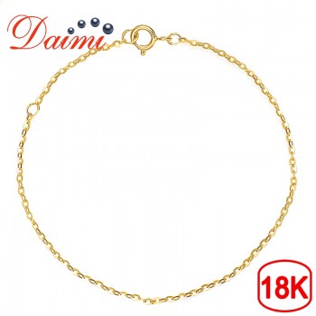 DAIMI Pure Gold Bracelet Chain 18K Yellow Gold Chain Adjustable 16cm-18cm Bracelet Chain Jewelry Gift