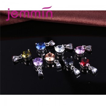 Jemmin New Arrival 8 Colour AAA Crystal Jewelry Set 925 Sterling Silver Earring Necklace Set Women Girls Party Three-Claw Gift