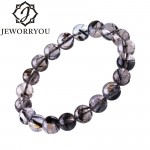 6-12mm Black Rutilated Quartz Mens Bracelets 2017 Natural Stone Women Bracelet Round Unisex Jewelry Bracelets