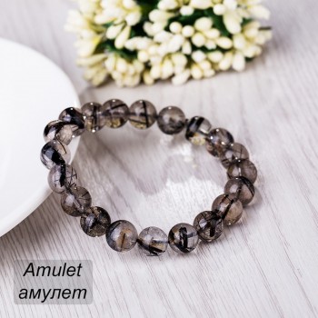 6-12mm Black Rutilated Quartz Mens Bracelets 2017 Natural Stone Women Bracelet Round Unisex Jewelry Bracelets