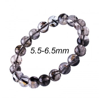 6-12mm Black Rutilated Quartz Mens Bracelets 2017 Natural Stone Women Bracelet Round Unisex Jewelry Bracelets