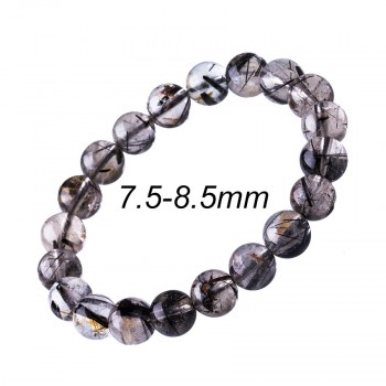 6-12mm Black Rutilated Quartz Mens Bracelets 2017 Natural Stone Women Bracelet Round Unisex Jewelry Bracelets