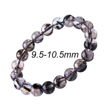 6-12mm Black Rutilated Quartz Mens Bracelets 2017 Natural Stone Women Bracelet Round Unisex Jewelry Bracelets