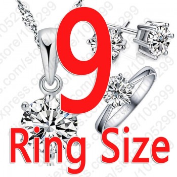 Jemmin Womans Birthday Gift Wedding Jewelry Set Fashion 925 Sterling Silver Crystal Necklace Ring Earring 3 pcs Free Shipping