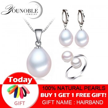 Real freshwater pearl jewelry set women,natural pearl sets 925 sterling silver jewelry girl birthday engagement gift top quality