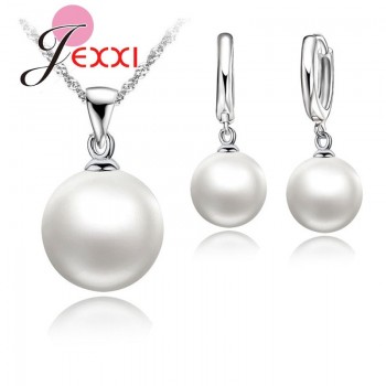 JEMMIN Delicate Pearl 925 Sterling Silver Jewelry Sets Drop Earrings Necklace Pendant Jewelry Women Wedding Appointment Party