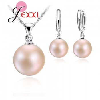 JEMMIN Delicate Pearl 925 Sterling Silver Jewelry Sets Drop Earrings Necklace Pendant Jewelry Women Wedding Appointment Party