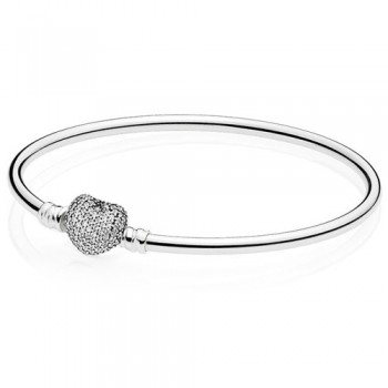 CHAMSS PD Charms Silver 925 Original in Bracelet ROSE Pave Heart Shape Heart Shaped Cuff Bracelet Valentines Day Gift