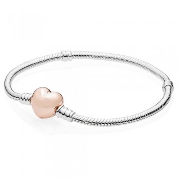 CHAMSS PD Charms Silver 925 Original in Bracelet ROSE Pave Heart Shape Heart Shaped Cuff Bracelet Valentines Day Gift