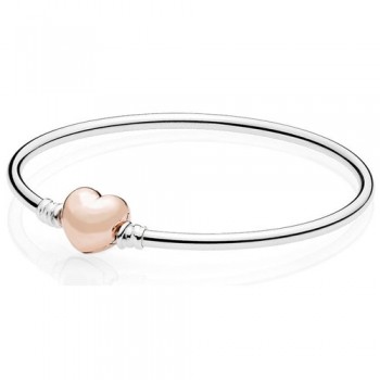 CHAMSS PD Charms Silver 925 Original in Bracelet ROSE Pave Heart Shape Heart Shaped Cuff Bracelet Valentines Day Gift