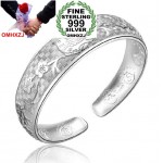 OMHXZJ Wholesale fashion magpies plum blossom woman kpop star Fine 999 Sterling Silver opening adjustable bracelet Bangles SZ23