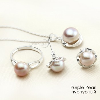 Real Wedding Natural Pearl Jewelry Sets 925 Silver Earring Set,Freshwater Pearl Sets Necklace Ring Women Best Birthday Gift