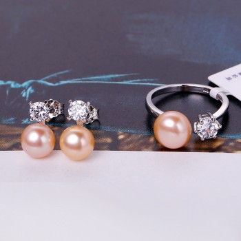 DAIMI Natural Purple Pink White Black Pearl Earrings Ring Sets, Natural Pearl Sets, Party Jewelry Sets For Woman