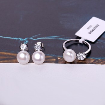 DAIMI Natural Purple Pink White Black Pearl Earrings Ring Sets, Natural Pearl Sets, Party Jewelry Sets For Woman