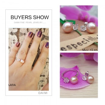 DAIMI Natural Purple Pink White Black Pearl Earrings Ring Sets, Natural Pearl Sets, Party Jewelry Sets For Woman