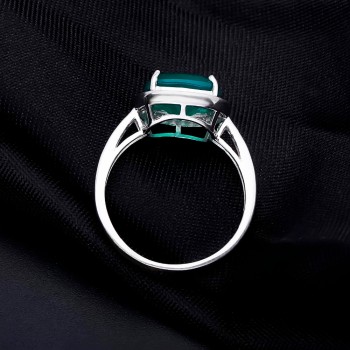 GEMS BALLET 9.62ct Natural Green Agate Stud Earrings Ring Set 925 Sterling Silver Natural Gemstone Fine Jewelry Set For Women