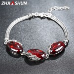 New Arrival 18-21cm 925 Sterling Silver Charm Bracelets Vintage Chalcedony/Garnet Bracelet for Women Female Fine Jewelry
