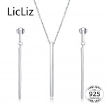LicLiz Fashion 925 Silver Bar Jewelry Sets Necklace/Earrings For Women Sterling-silver-jewelry Sets Oorbellen Colar Gifts LS0004