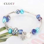 CLUCI White Freshwater Pearl Bracelets for Women  6-7 mm Beaded Charm Bracelet Femme Jewelry Silver Pearl Bracelets