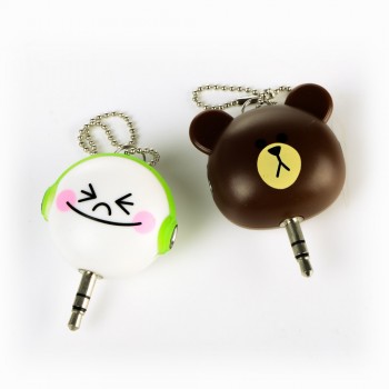One to two Music Sharing Device Cartoon Headset Deconcentrator 3.5mm Anti Dust Plug Cell Phone Accessories For Iphone All Phone