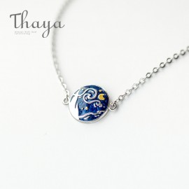 Thaya Van Gogh Enamel Cloisonne Plated Bracelet Star Moon Night Oil Painting s925 Silver Bracelet Jewelry for women gift