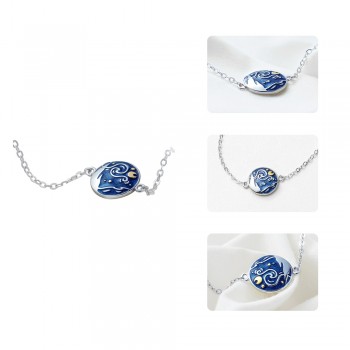 Thaya Van Gogh Enamel Cloisonne Plated Bracelet Star Moon Night Oil Painting s925 Silver Bracelet Jewelry for women gift